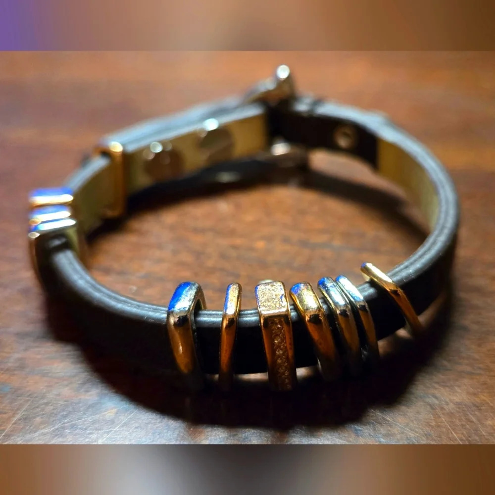 Fossil leather beaded bracelet - Picture 1 of 6